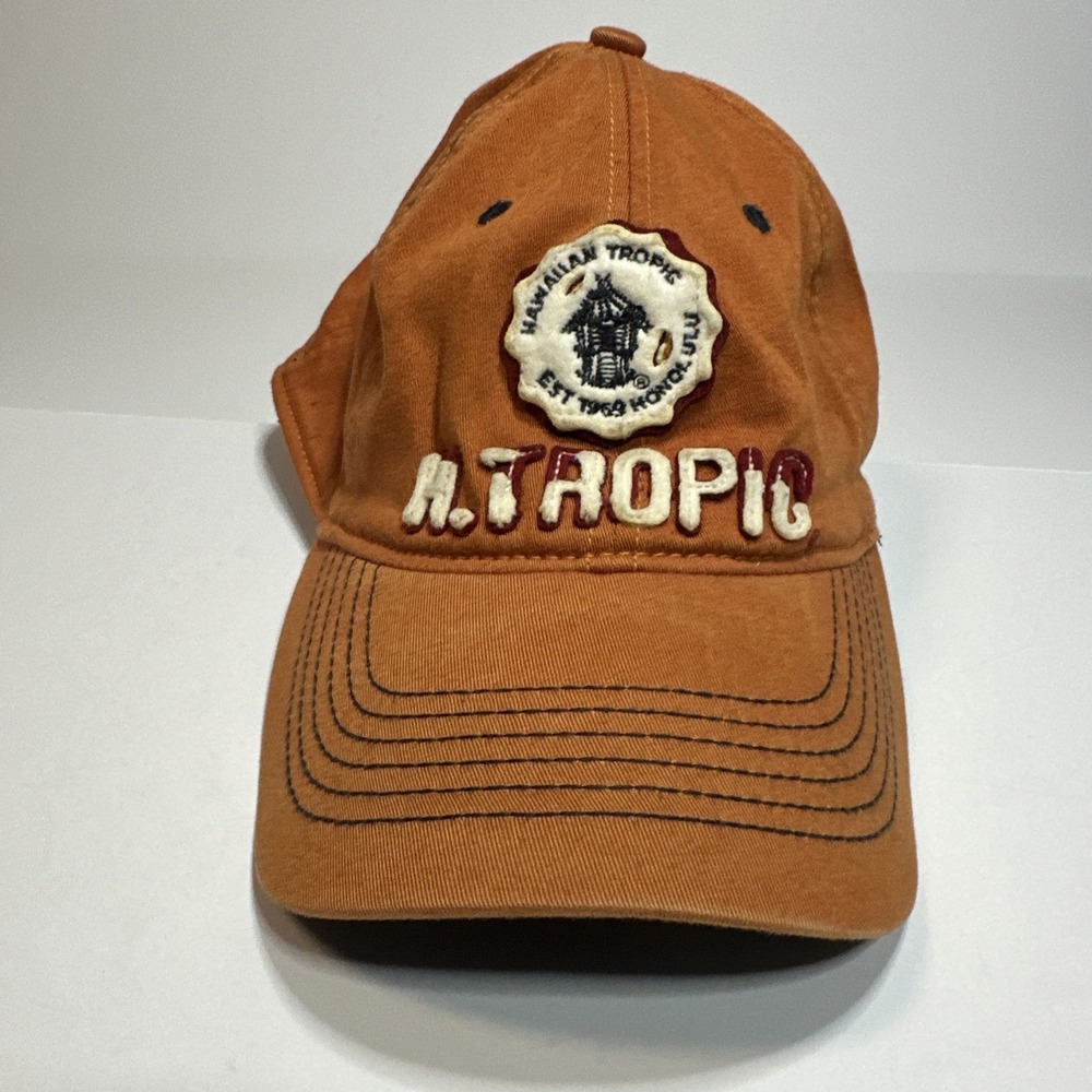 Hawaiian Tropic Distressed Hat L/XL‎ Corduroy Brown/Blue Natural Stretch Fit